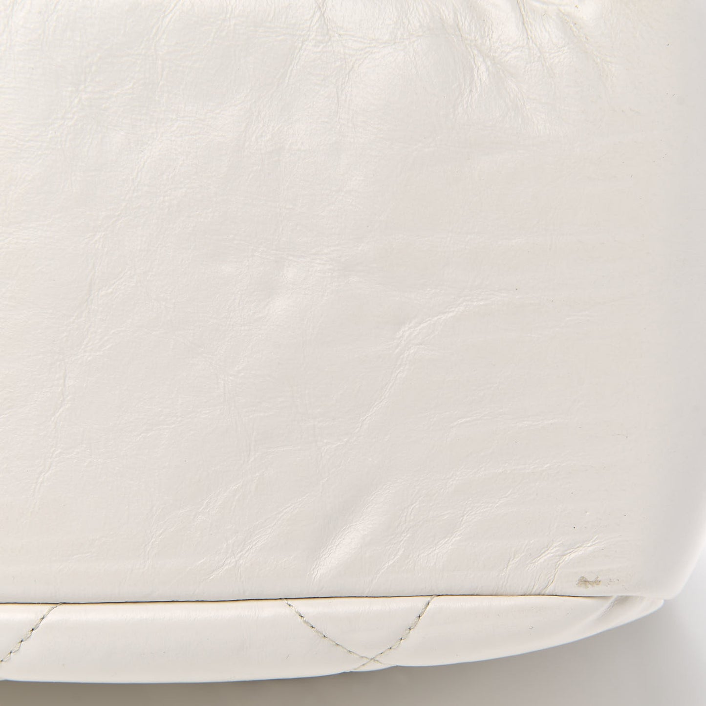 Aged Calfskin Quilted Small Express Bowling Bag White