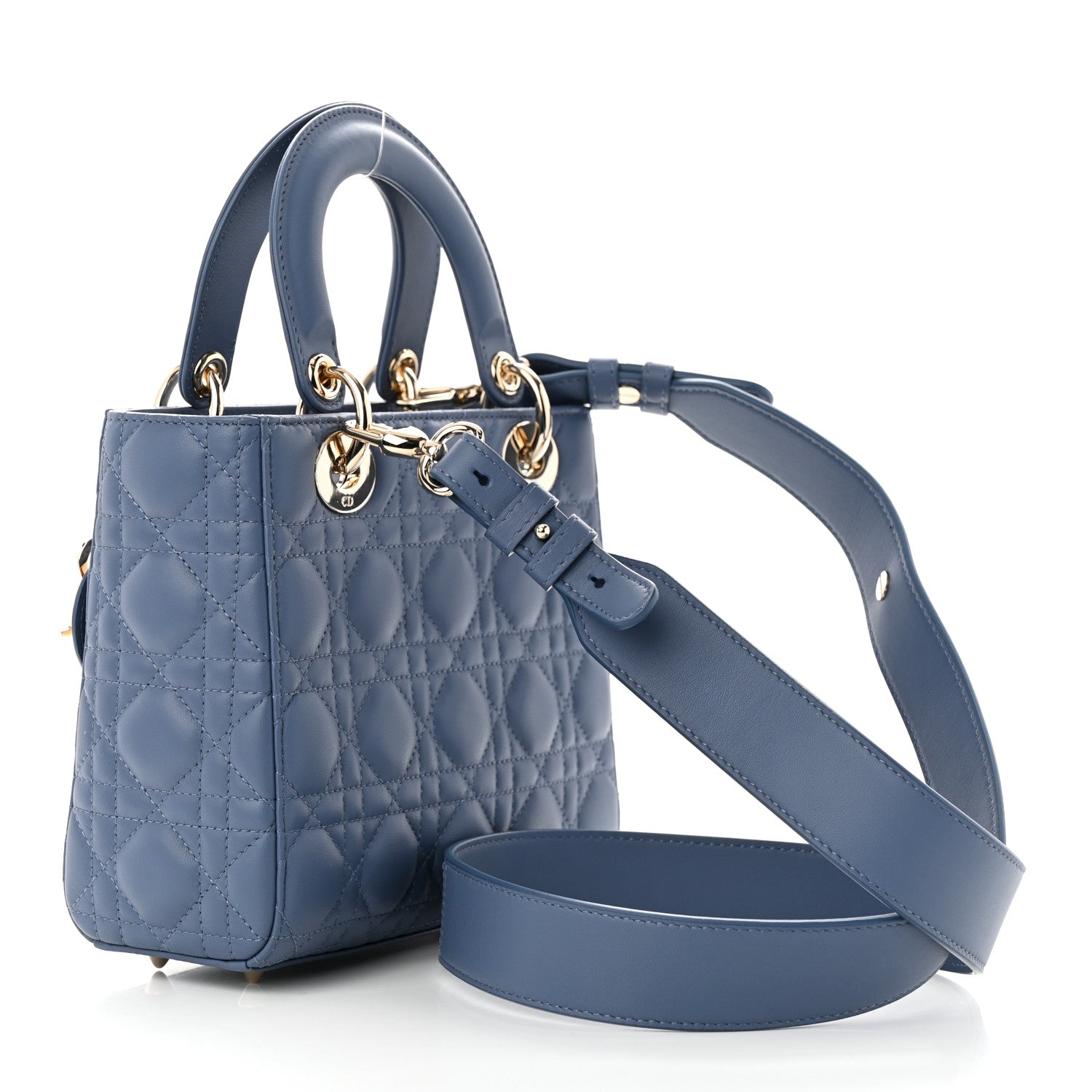 Christian Dior Lambskin Cannage Small Lady Dior Denim 3 of 15