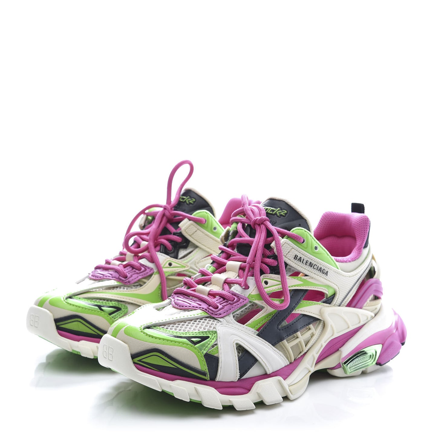 Rubber Mesh Bi-Color Mens Track.2 Open Sneakers 39 White Green Pink