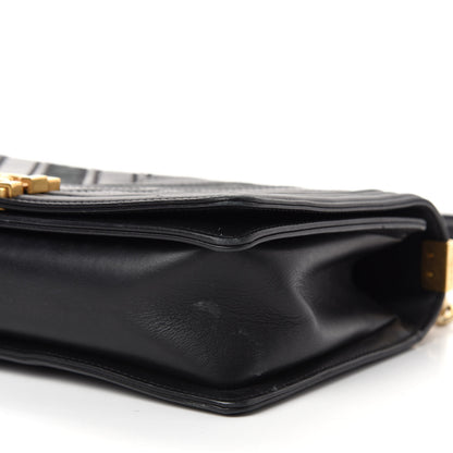 Chanel Calfskin Caviar Suede Chevron New Medium Boy Flap Black 9 of 10