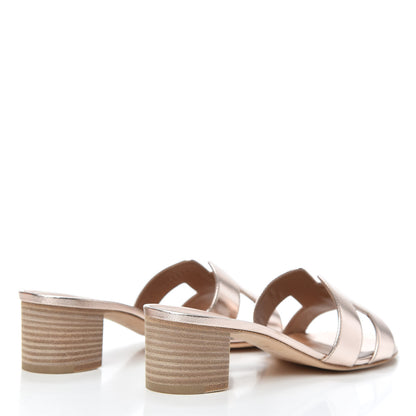 Hermes Metallic Nappa Oasis Sandals 37 Rose Dore 4 of 7