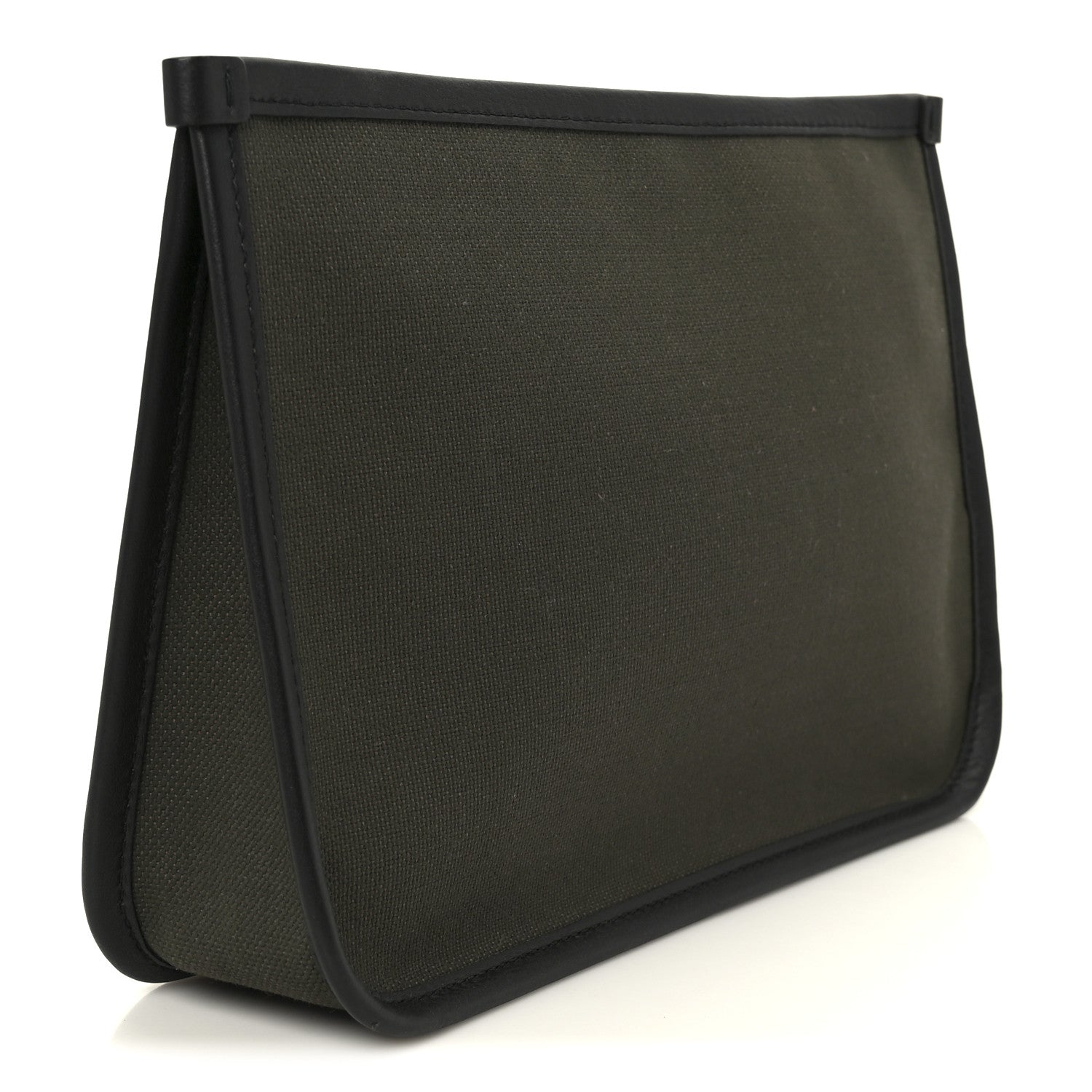 Salvatore Ferragamo Canvas 1927 Signature Wristlet Clutch Khaki Black 3 of 9
