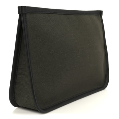 Salvatore Ferragamo Canvas 1927 Signature Wristlet Clutch Khaki Black 3 of 9