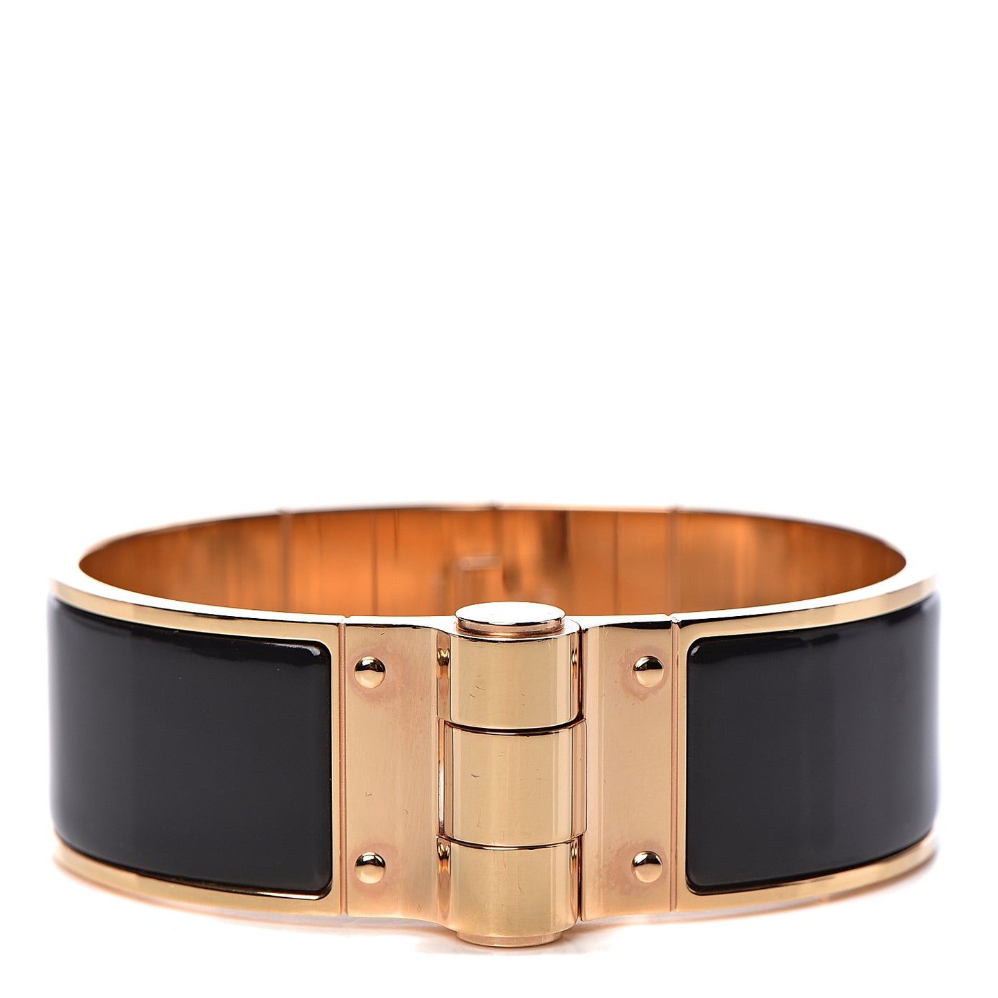 Enamel Charniere Uni Wide Hinged Bracelet M Black