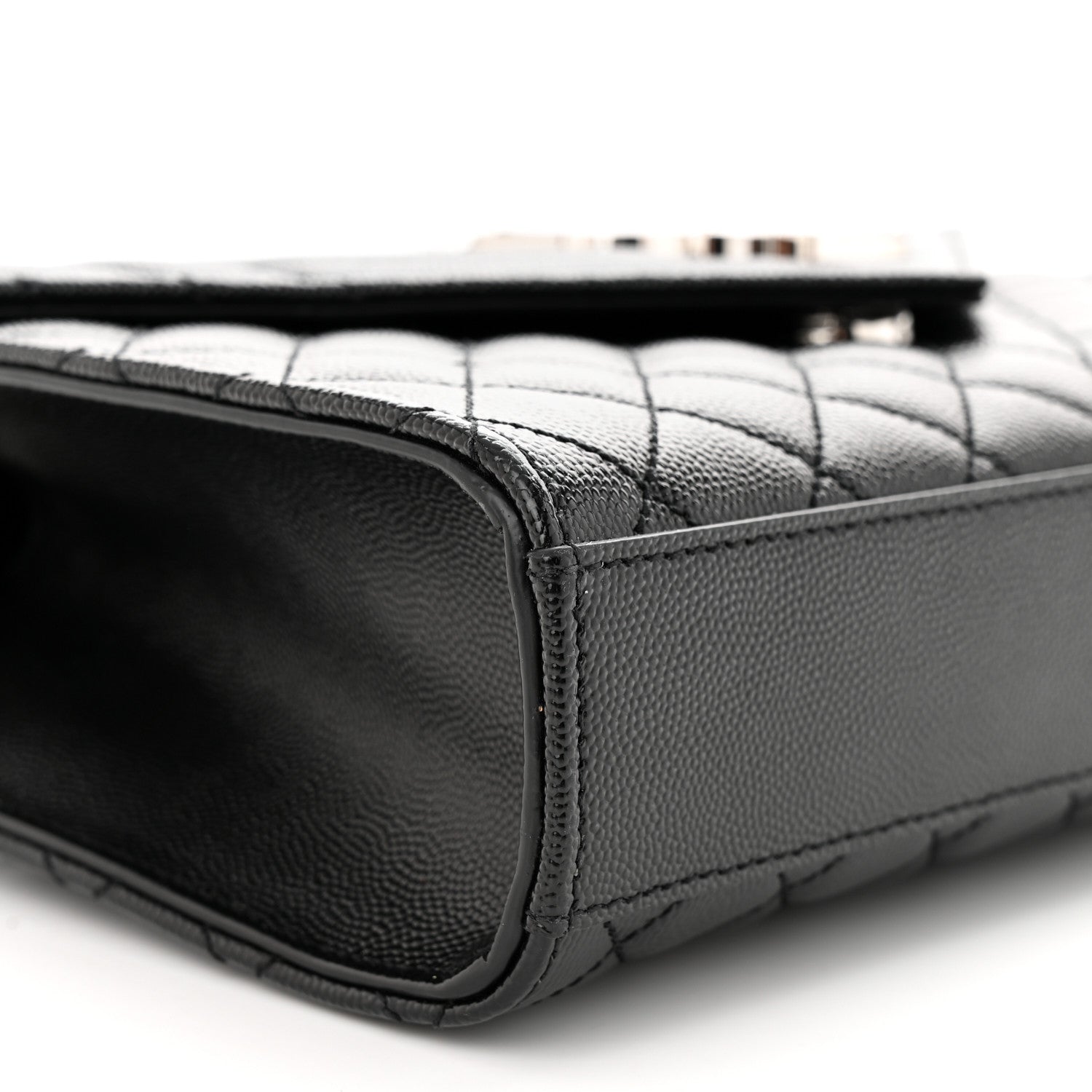 Saint Laurent Grain De Poudre Textured Mixed Matelasse Triquilt Medium Monogram Satchel Black 9 of 12