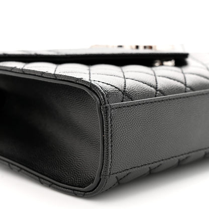 Saint Laurent Grain De Poudre Textured Mixed Matelasse Triquilt Medium Monogram Satchel Black 9 of 12