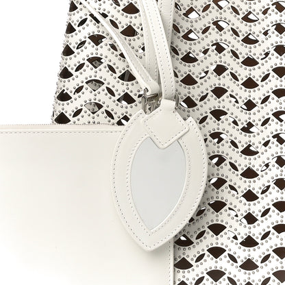 Alaia Calfskin Laser Cut Mina 32 Bag Blanc Optique 10 of 10