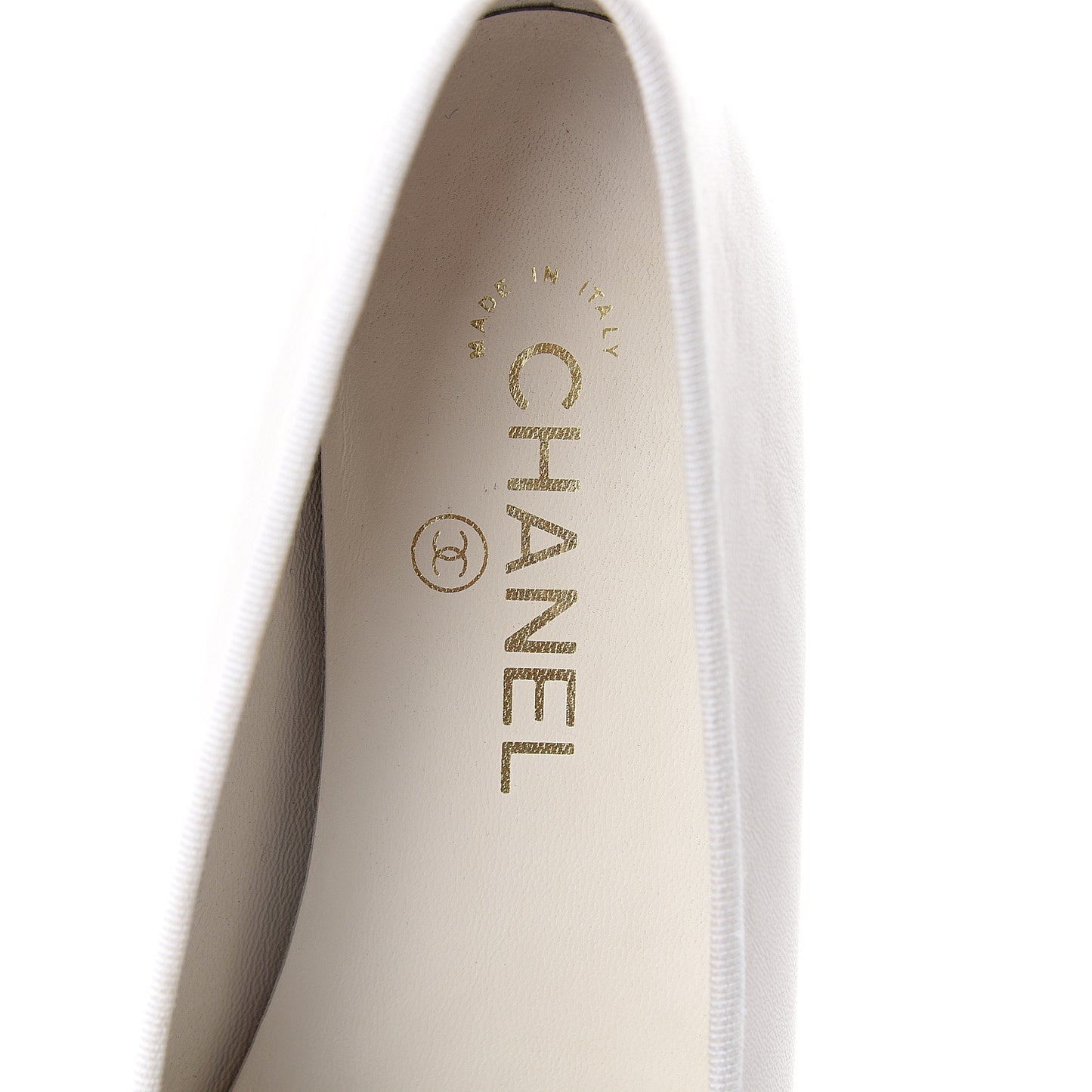 Lambskin Cap Toe Ballerina Flats 37.5 White Black