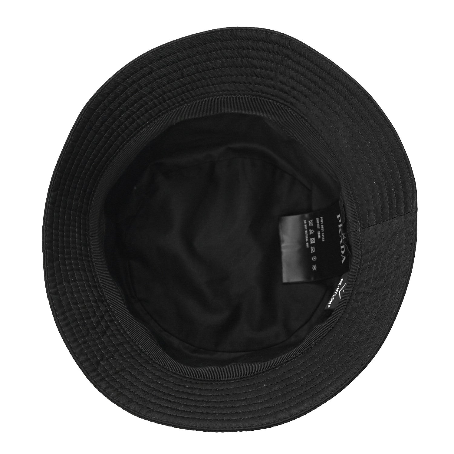 Prada Re-Nylon Metal Triangle Logo Mens Bucket Hat M Black 5 of 6