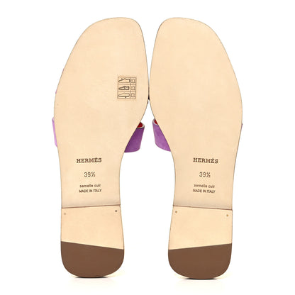 Hermes Suede Goatskin Oran Sandals 39.5 Violet Parme 5 of 9