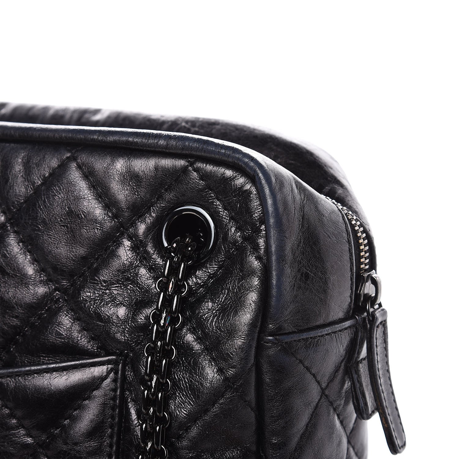 Chanel Metallic Aged Calfskin Quilted Large Reissue Camera Case Black 12 of 15