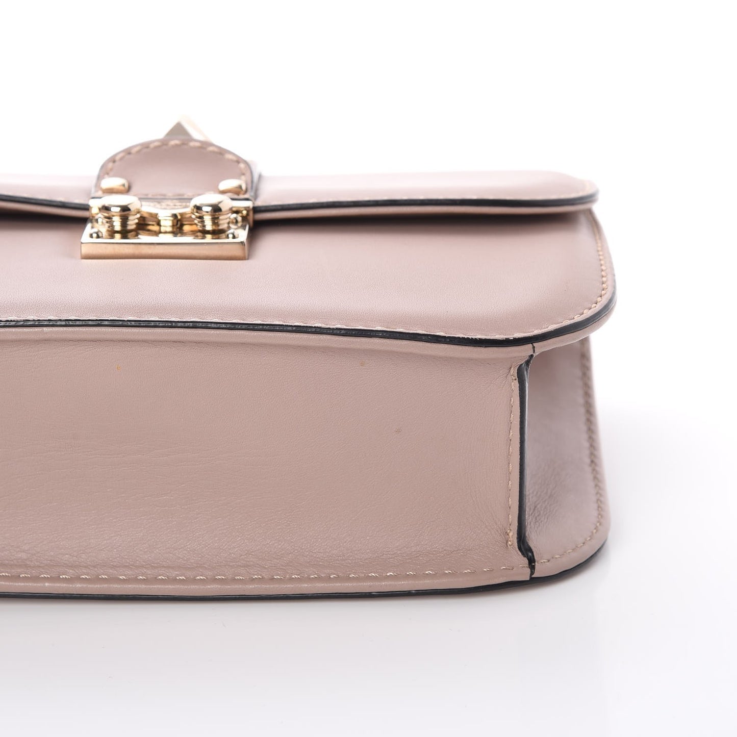 Vitello Small Glam Lock Rockstud Flap Poudre