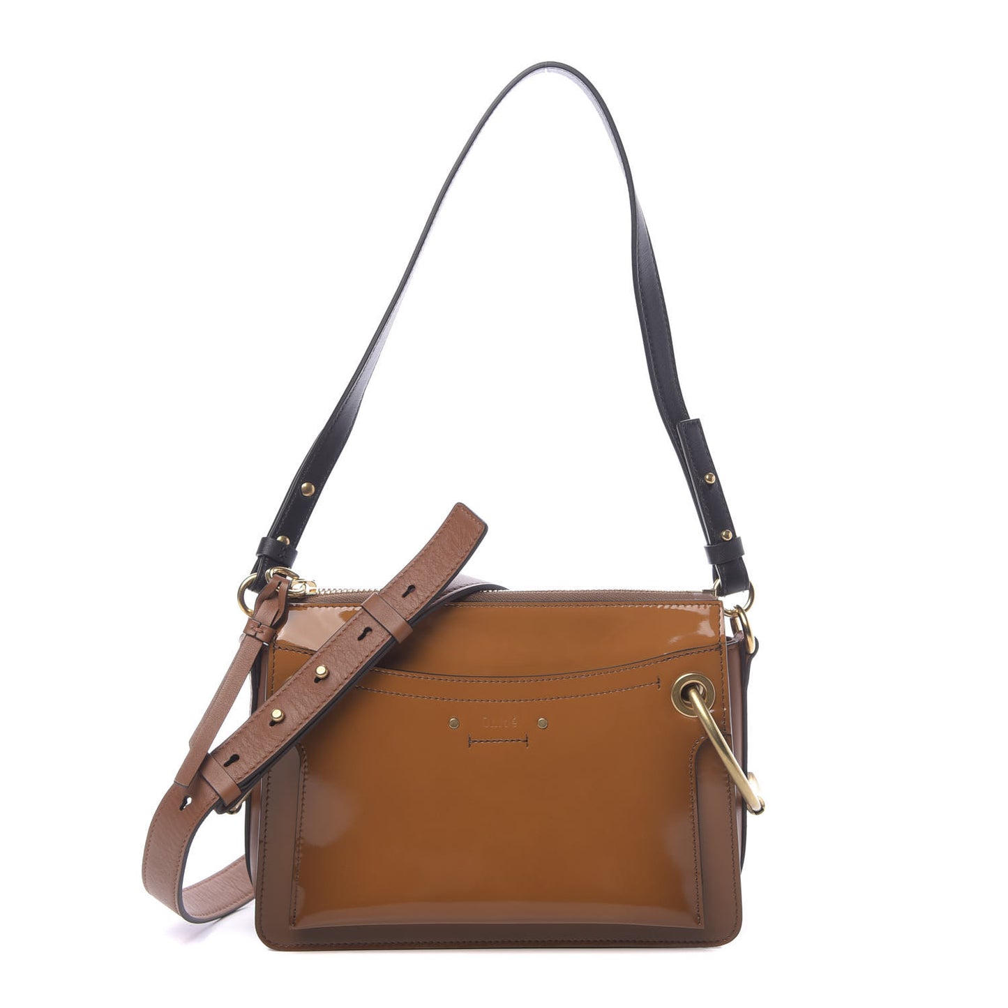 Glossy Lambskin Sfumato Small Roy Bag Caramel