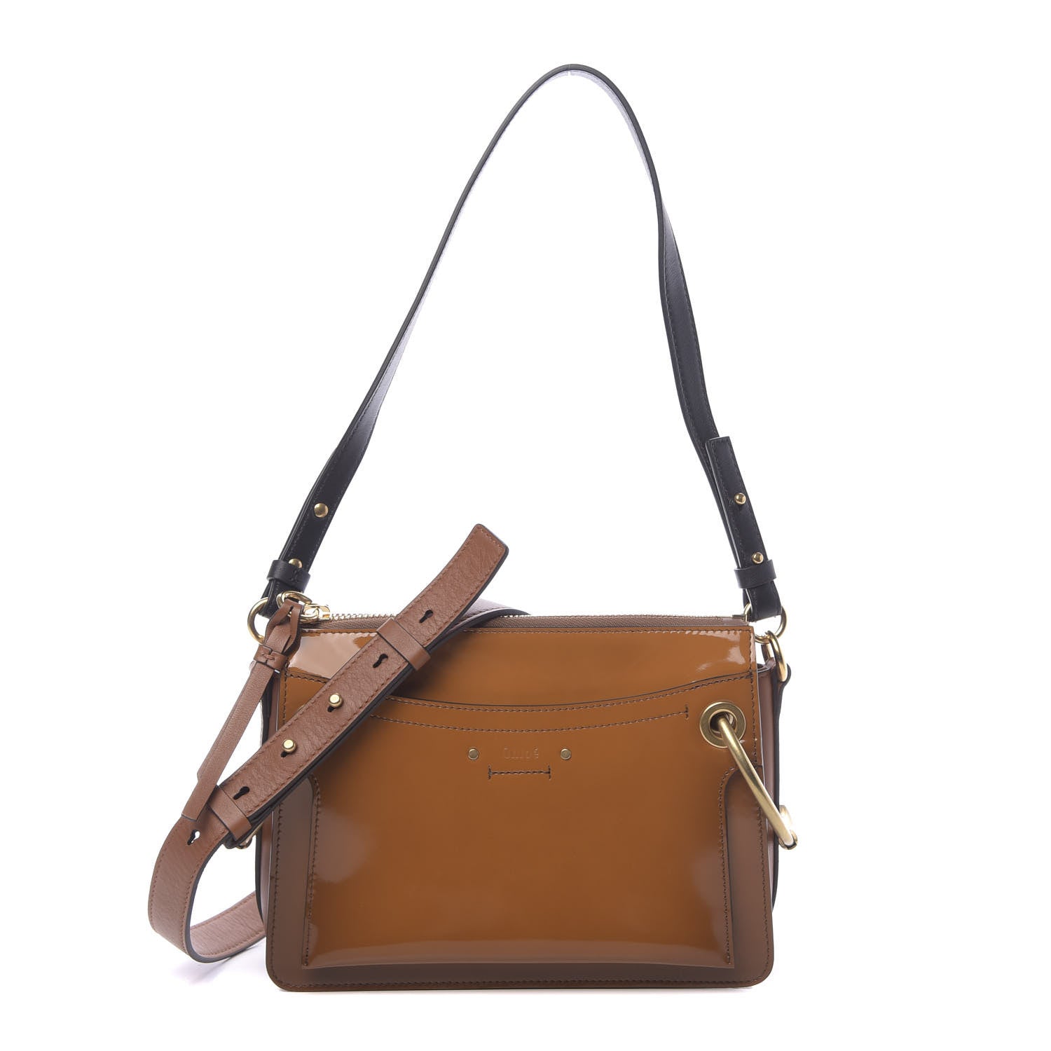 Chloe Glossy Lambskin Sfumato Small Roy Bag Caramel 1 of 9