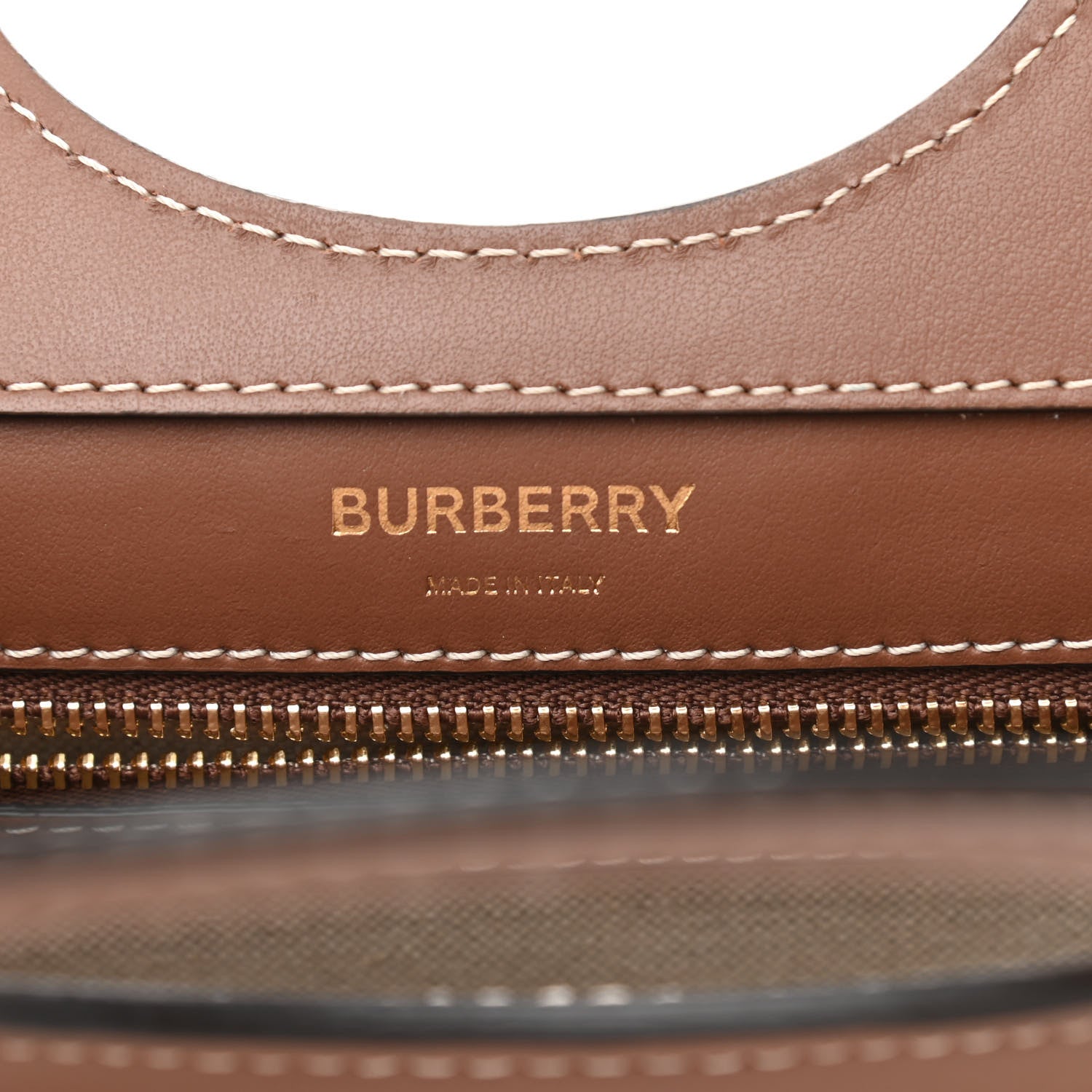 Burberry Canvas Smooth Calfskin Two Tone Mini Pocket Bag Natural Malt Brown 6 of 10
