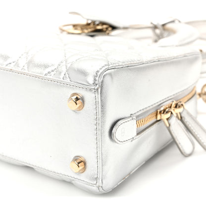 Christian Dior Metallic Lambskin Cannage Lily Tote Silver 9 of 9