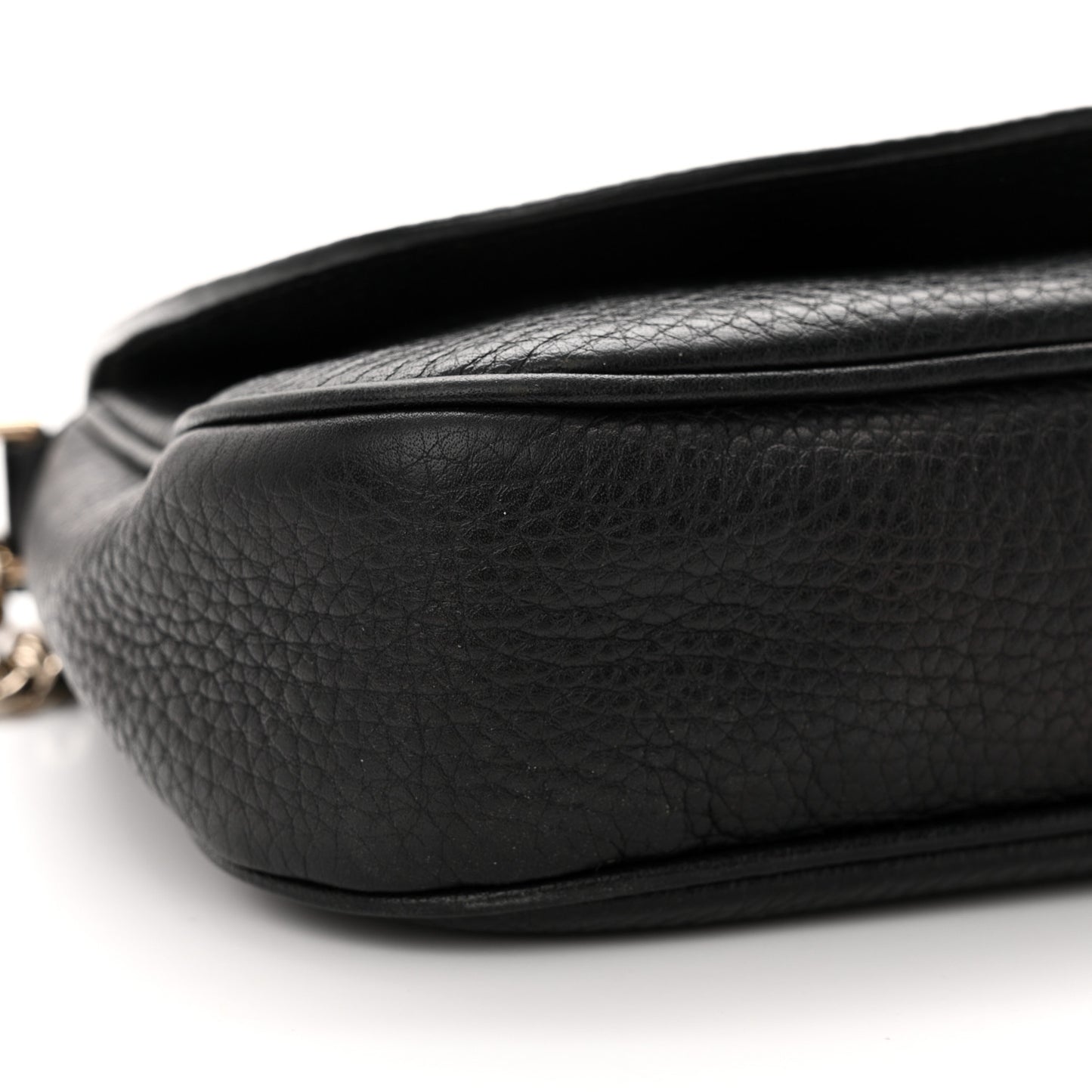 Pebbled Calfskin Medium Soho Flap Crossbody Black