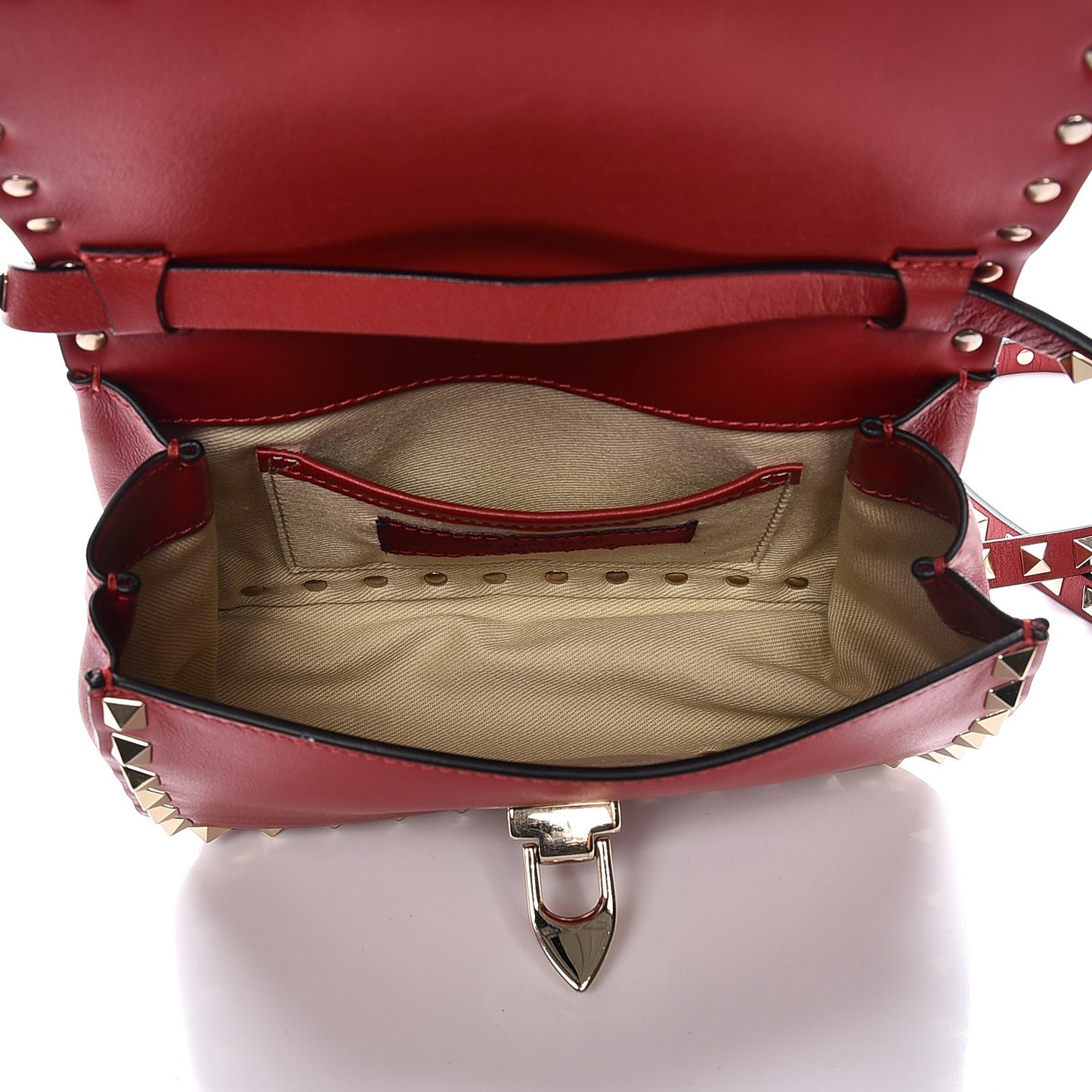 Vitello Mini Rockstud Flap Saddle Crossbody Bag Rosso Valentino