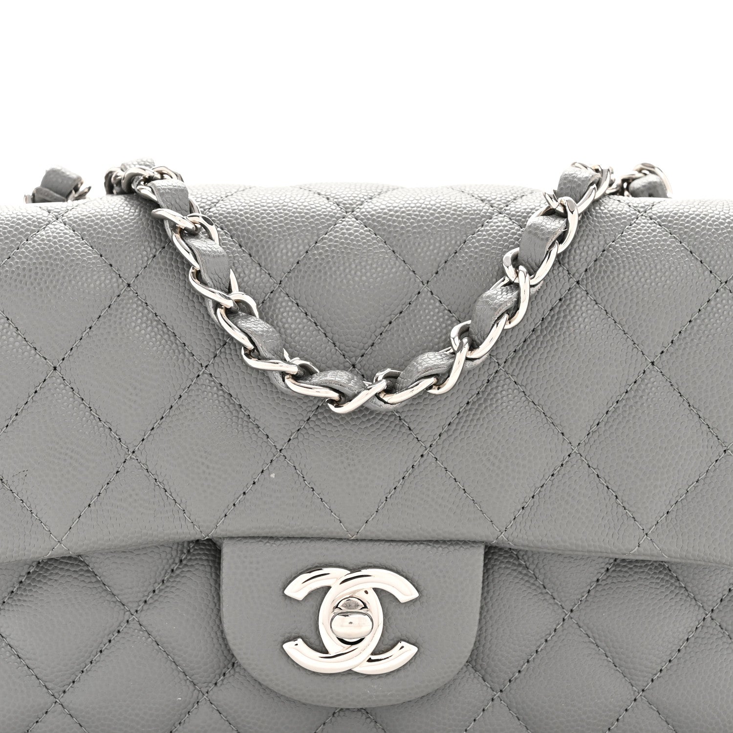 Chanel Caviar Quilted Mini Rectangular Flap Grey 8 of 12