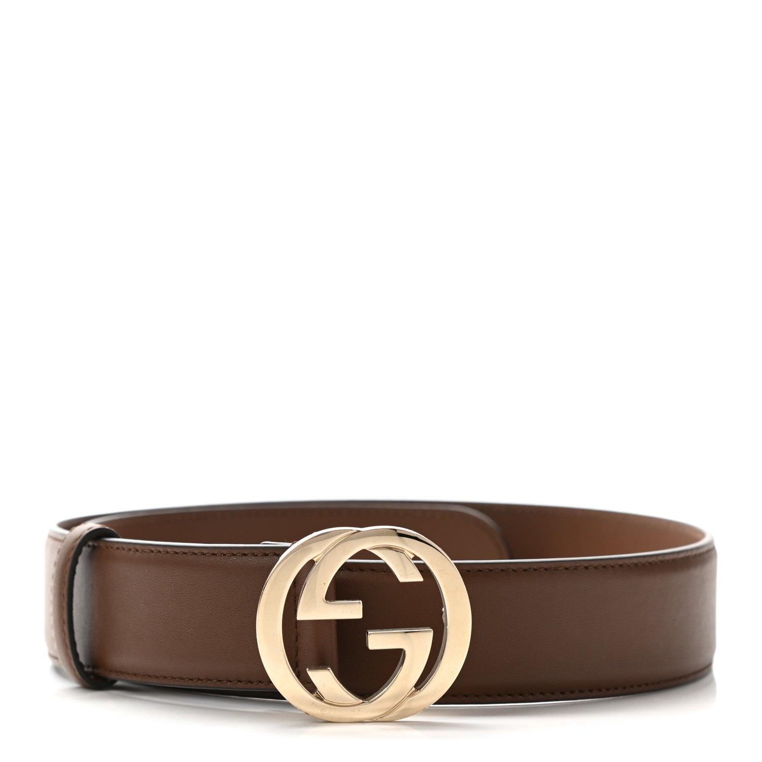 Gucci Calfskin Interlocking G 37mm Belt 80 32 Nut Brown 1 of 6
