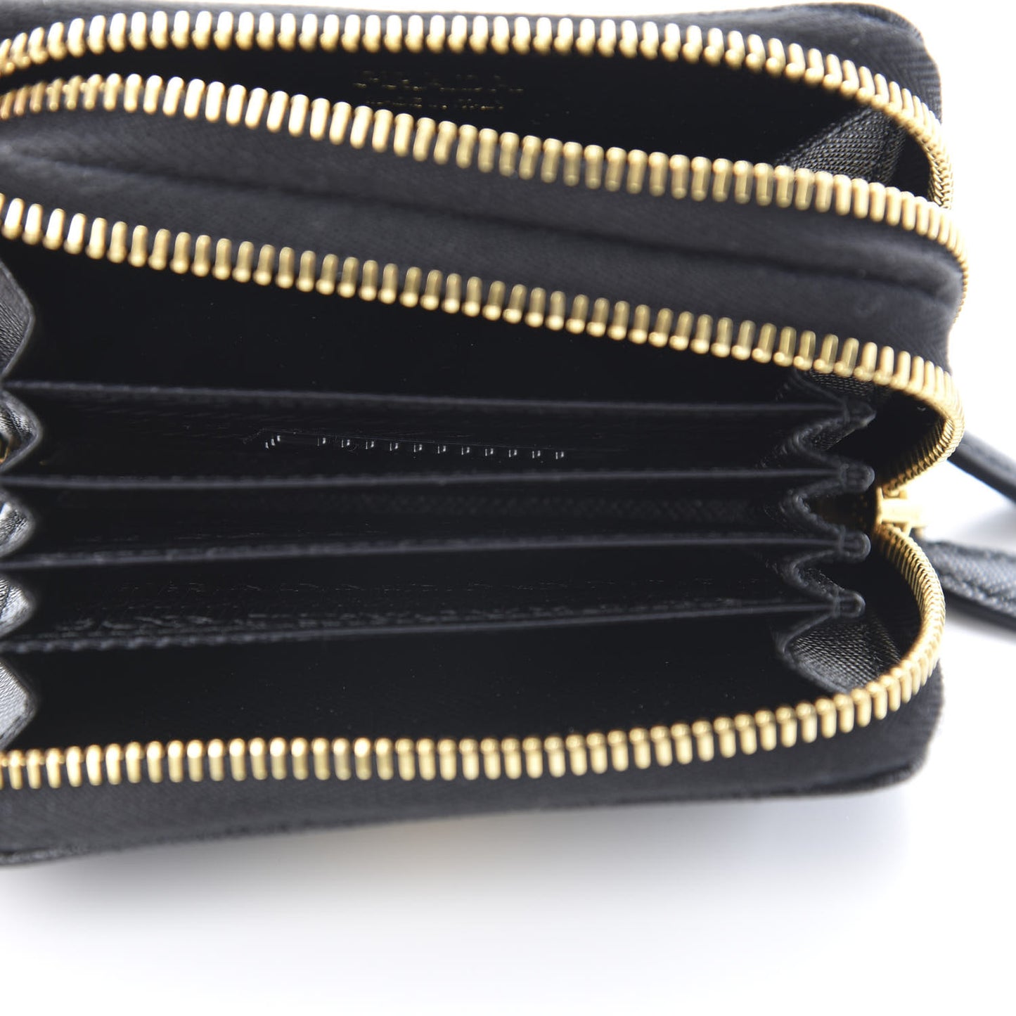 Saffiano Metal Double Zip Coin Purse Black