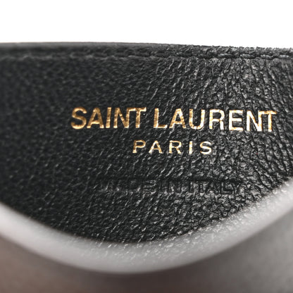 Saint Laurent Grain De Poudre Matelasse Chevron Monogram Credit Card Case Black 6 of 9