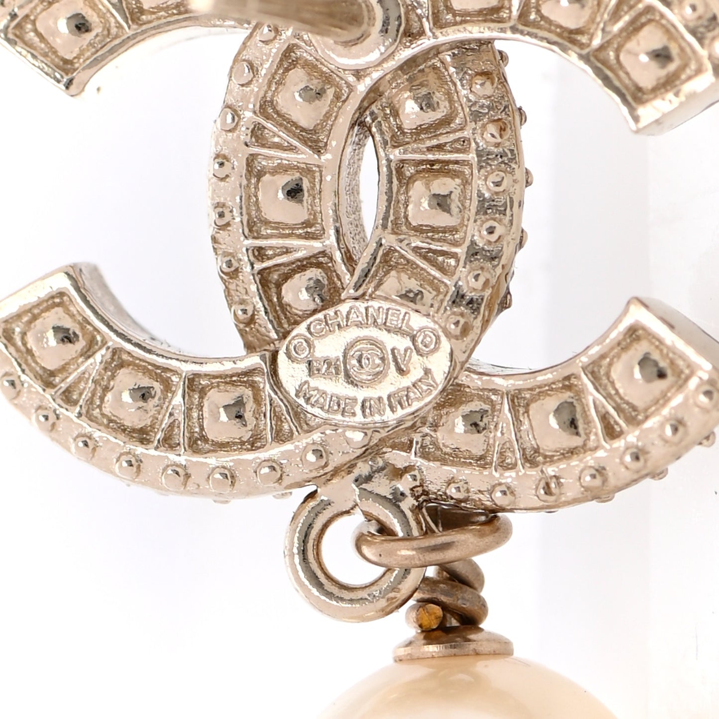 Crystal Pearl CC Drop Earrings Gold