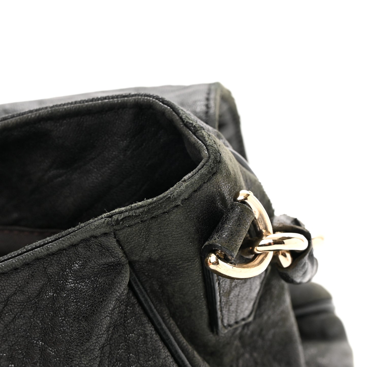 Crinkled Lambskin Mia Shoulder Flap Black