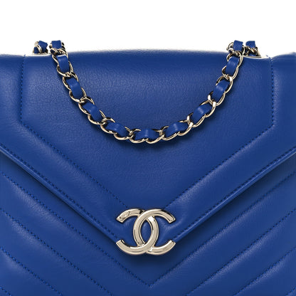 Chanel Calfskin Quilted Chevron Small Single Flap Blue 8 of 10