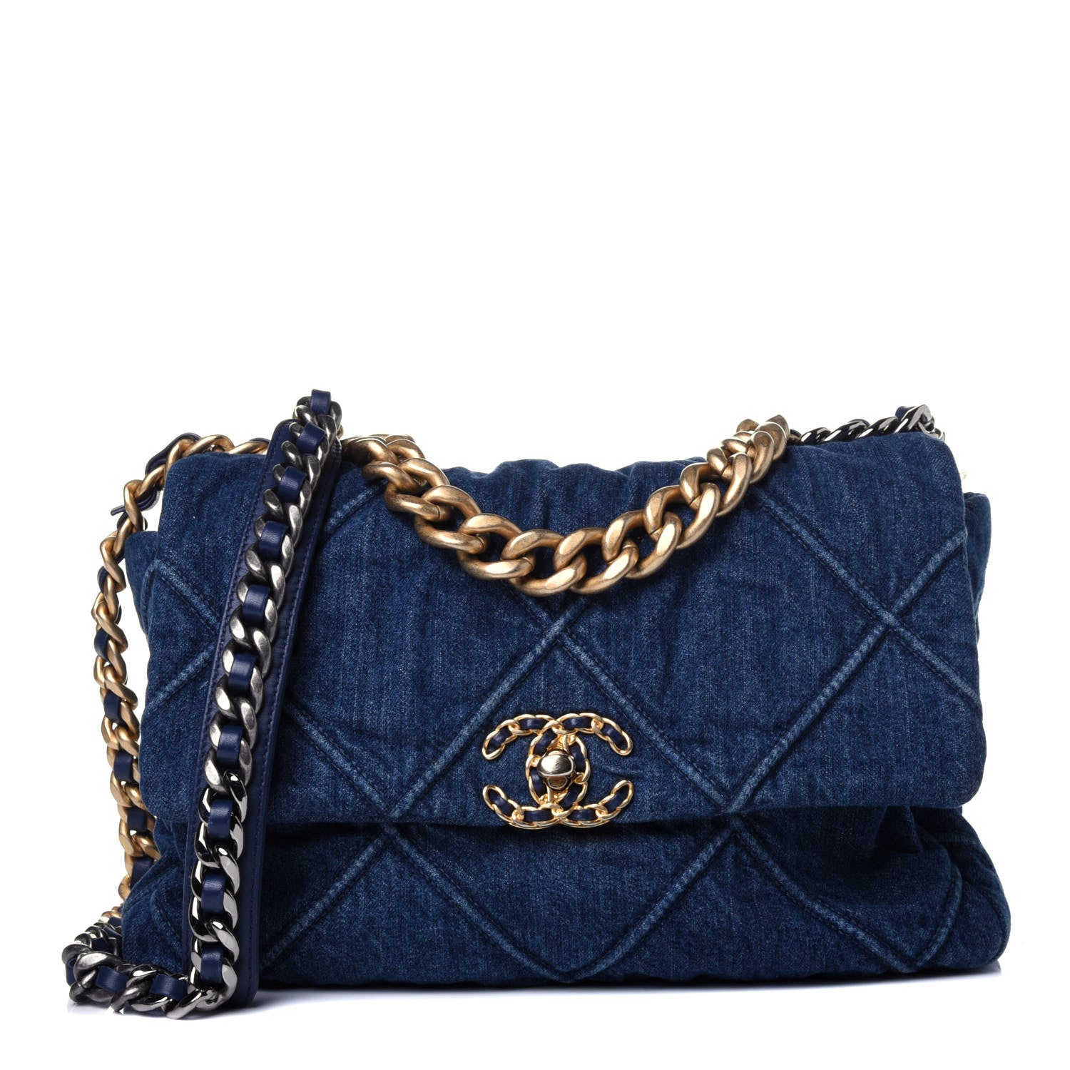 Chanel Denim Quilted Large Chanel 19 Flap Blue 1 of 12