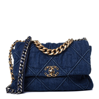 Chanel Denim Quilted Large Chanel 19 Flap Blue 1 of 12