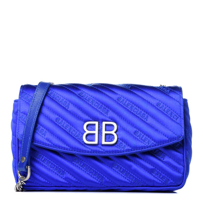 Balenciaga Satin Jacquard Logo Matelasse BB Chain Wallet Electric Bleu 1 of 8