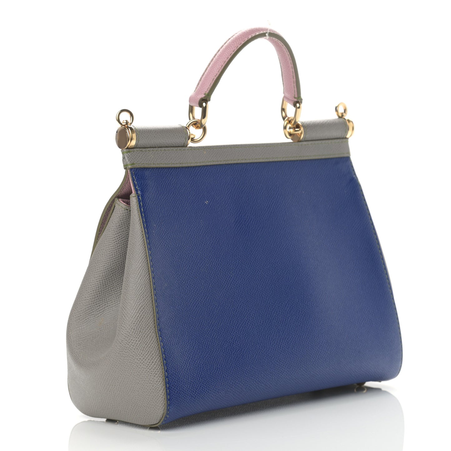 Lizard Calfskin Embossed Tri-Color Medium Miss Sicily Satchel Red Blue Grey