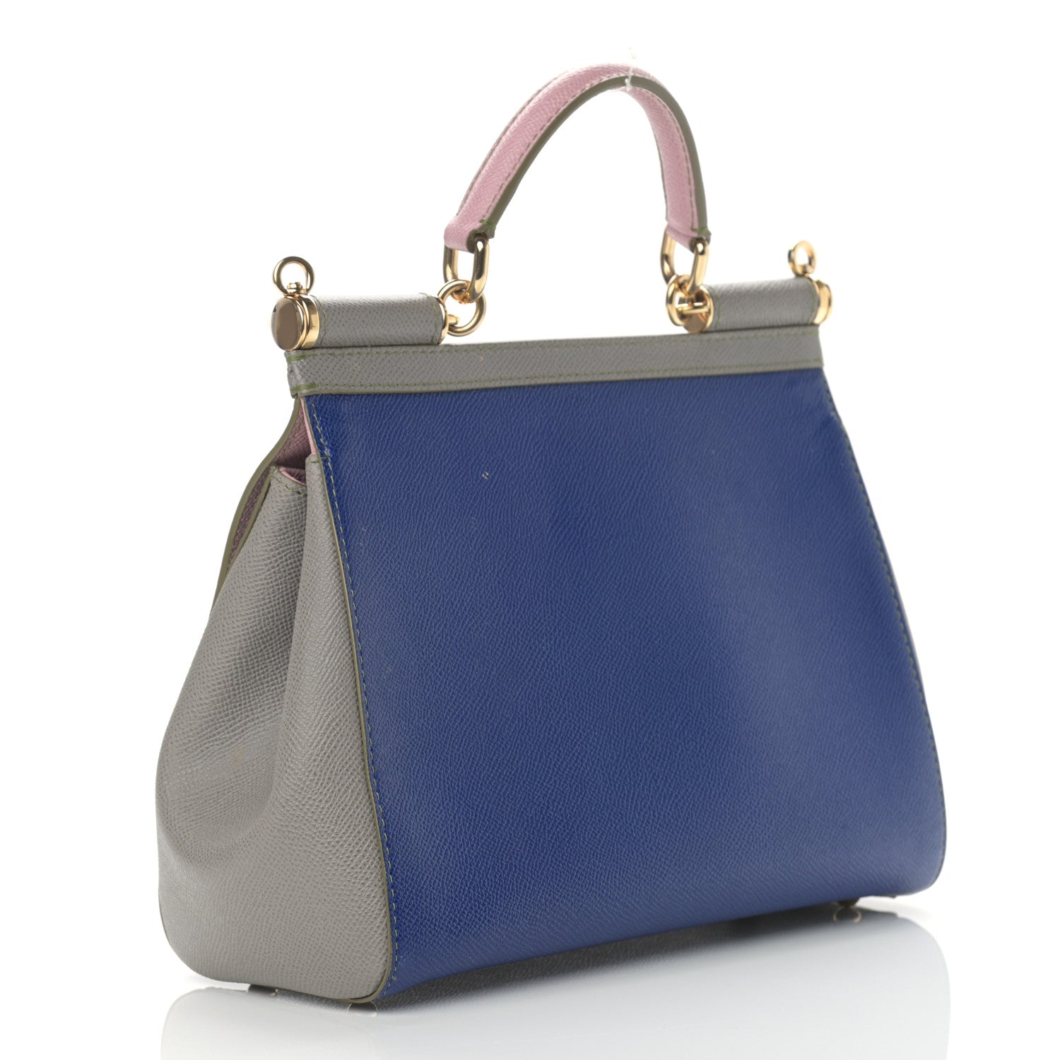 Dolce & Gabbana Lizard Calfskin Embossed Tri-Color Medium Miss Sicily Satchel Red Blue Grey 3 of 13
