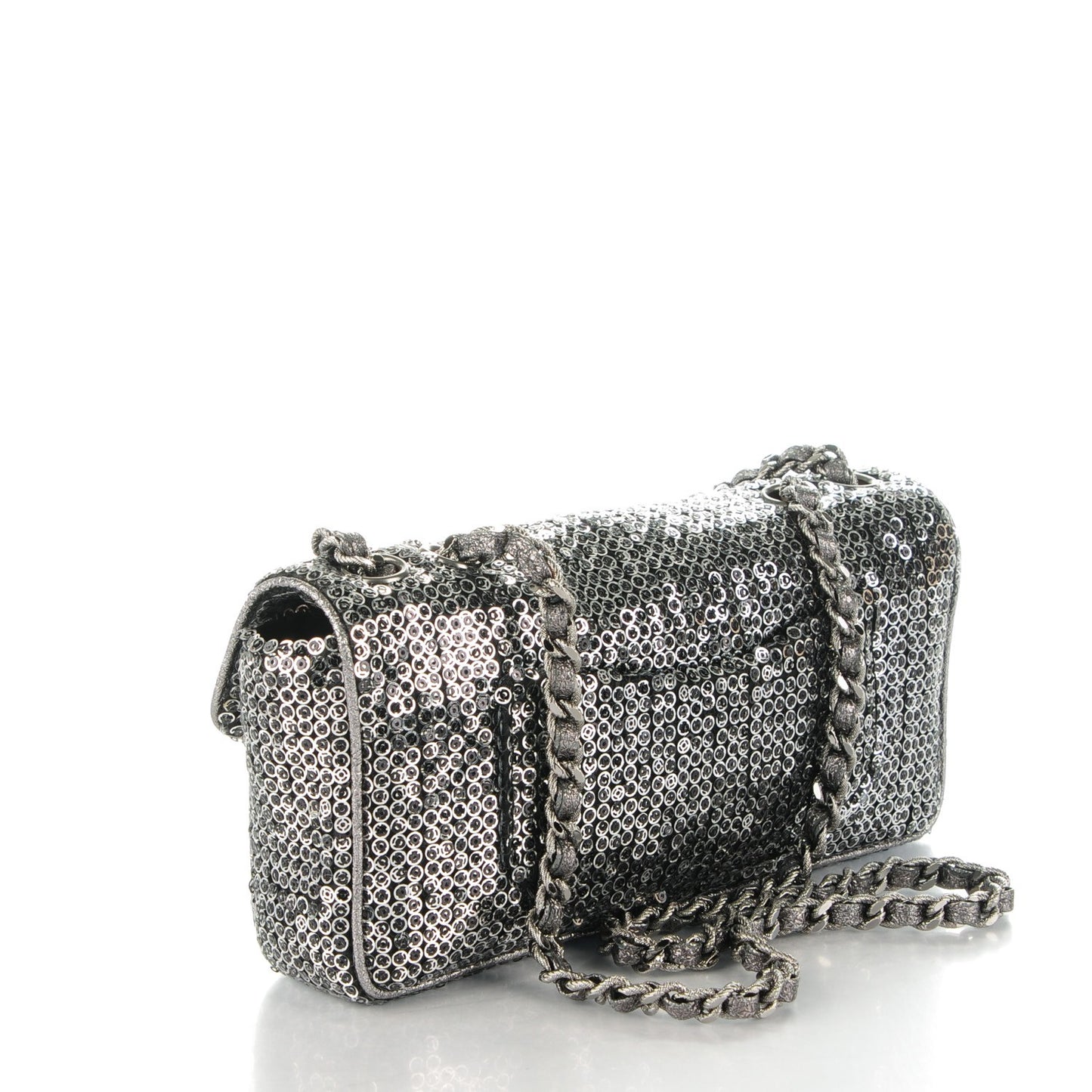 Sequin East West Flap Dark Silver