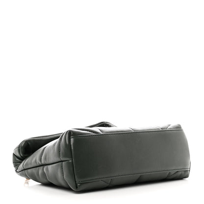 Saint Laurent Lambskin Quilted Toy Loulou Puffer Monogram Chain Satchel Verte Fonce 4 of 11