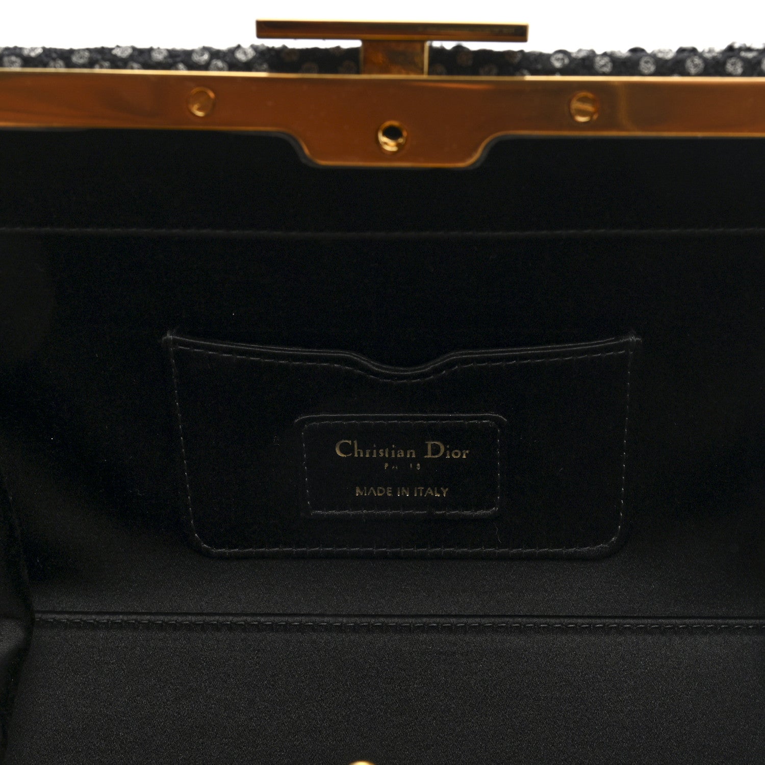 Christian Dior Satin Sequin Frame Bag Black 7 of 10