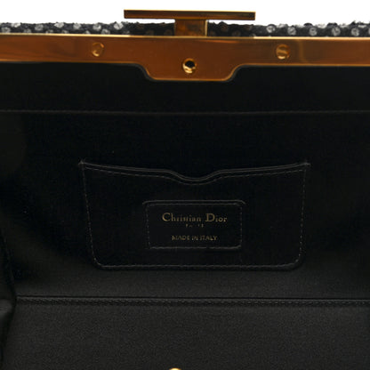 Christian Dior Satin Sequin Frame Bag Black 7 of 10