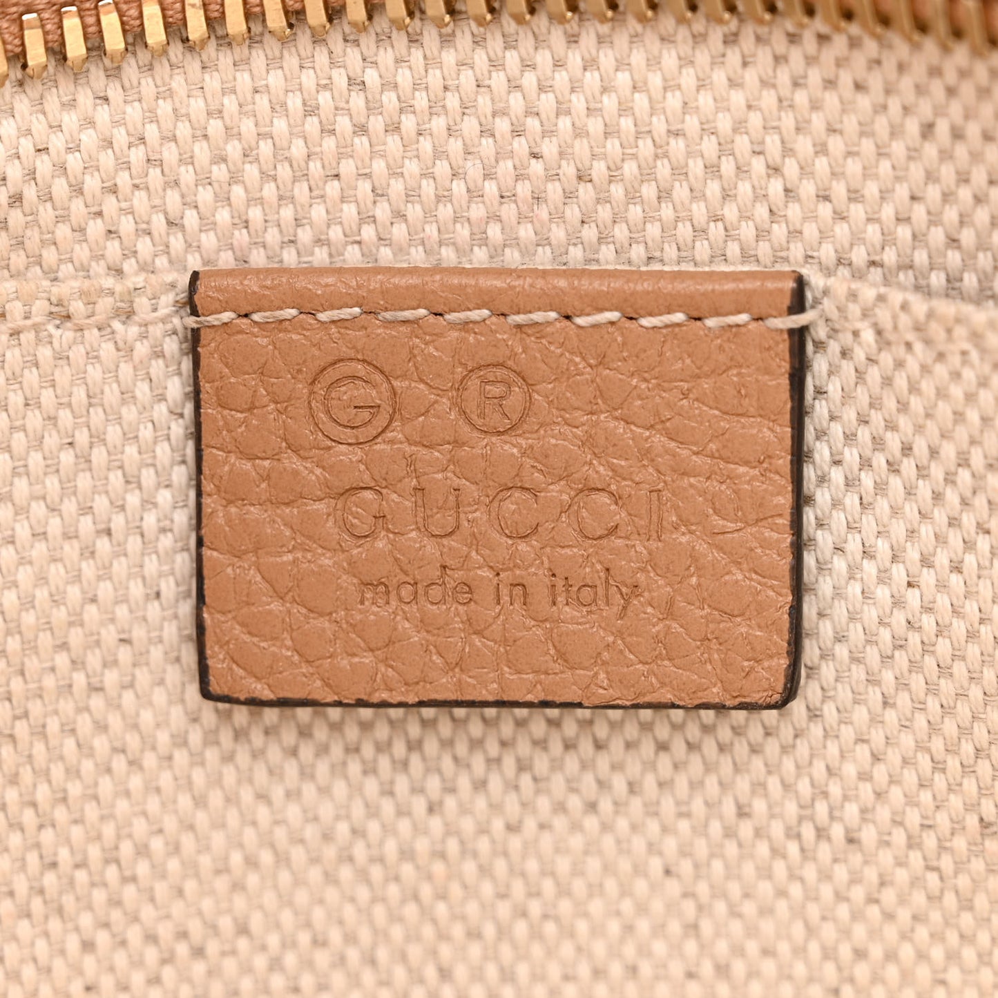 Pebbled Calfskin Oval Soho Shoulder Bag Beige Camelia