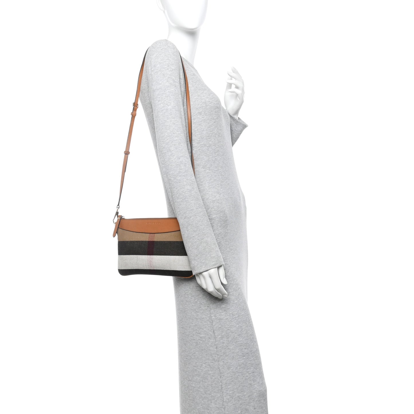 Mega Check Peyton Crossbody Clutch Bag Saddle Brown