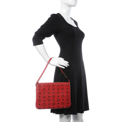 MCM Visetos Liz Shopper Tote Pouch Ruby Red 2 of 7