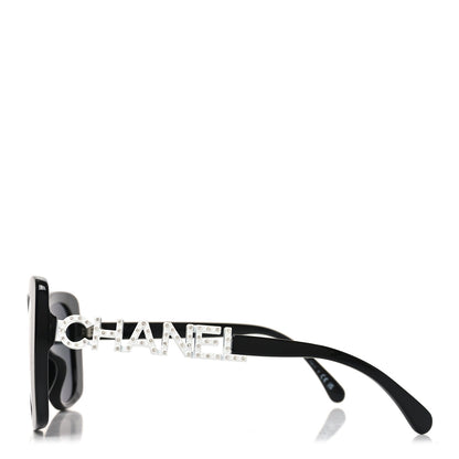 Chanel Acetate Strass Square Sunglasses 5422-B-A Black White 3 of 7