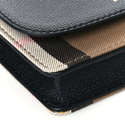 Burberry Grained Calfskin House Check Tartan Mix Hampshire Wallet On Chain Black 6 of 7