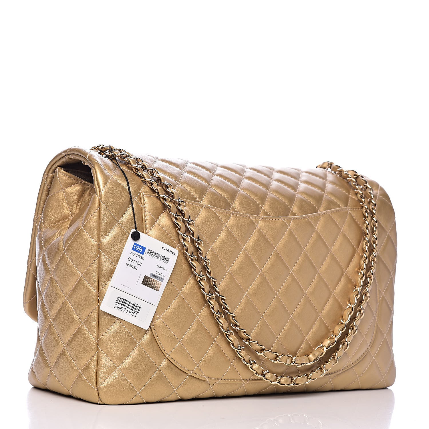 Chanel Metallic Calfskin Quilted Small XXL Travel Flap Bag Gold 3 of 10