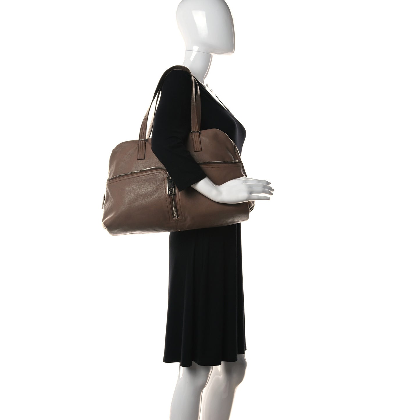 Sheepskin Zipper Satchel Beige
