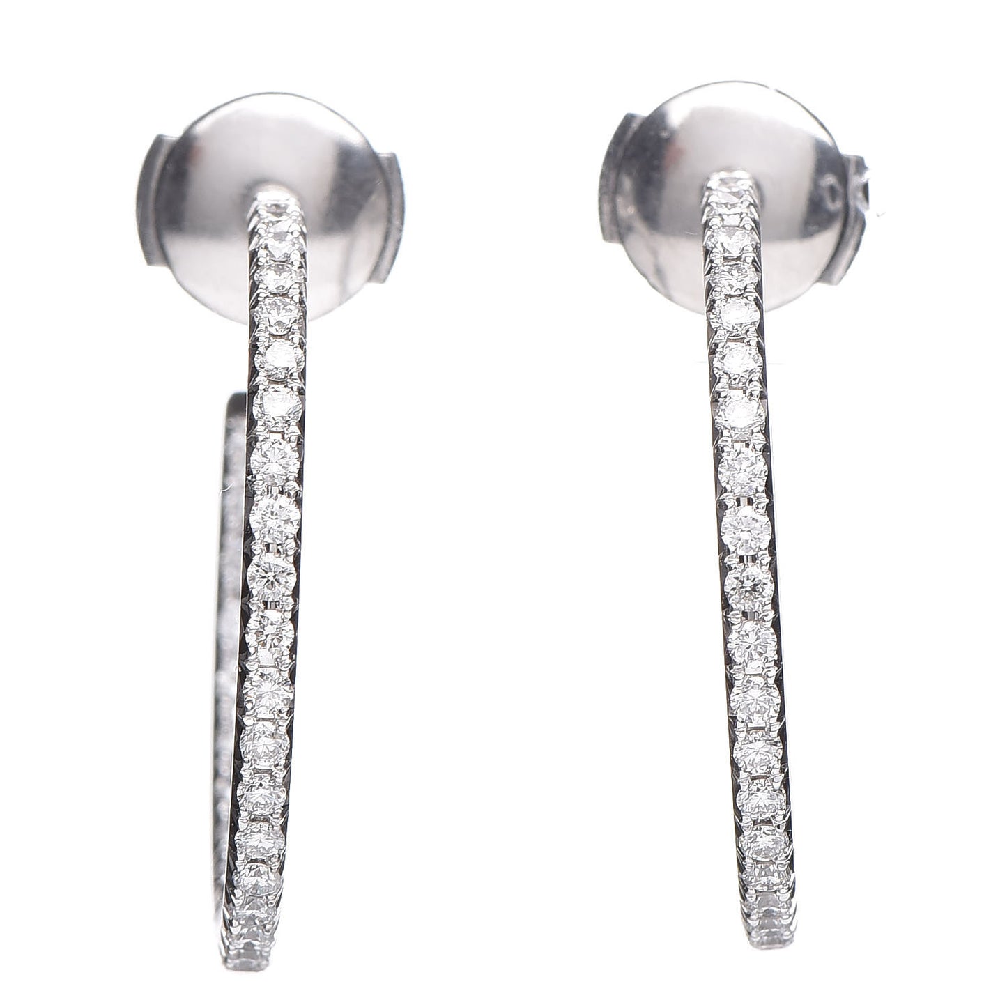 18K White Gold Diamond Medium Metro Hoop Earrings