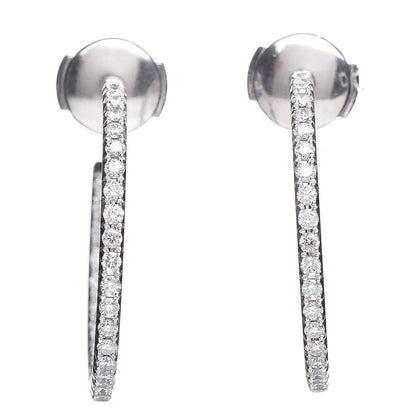 Tiffany 18K White Gold Diamond Medium Metro Hoop Earrings 1 of 6