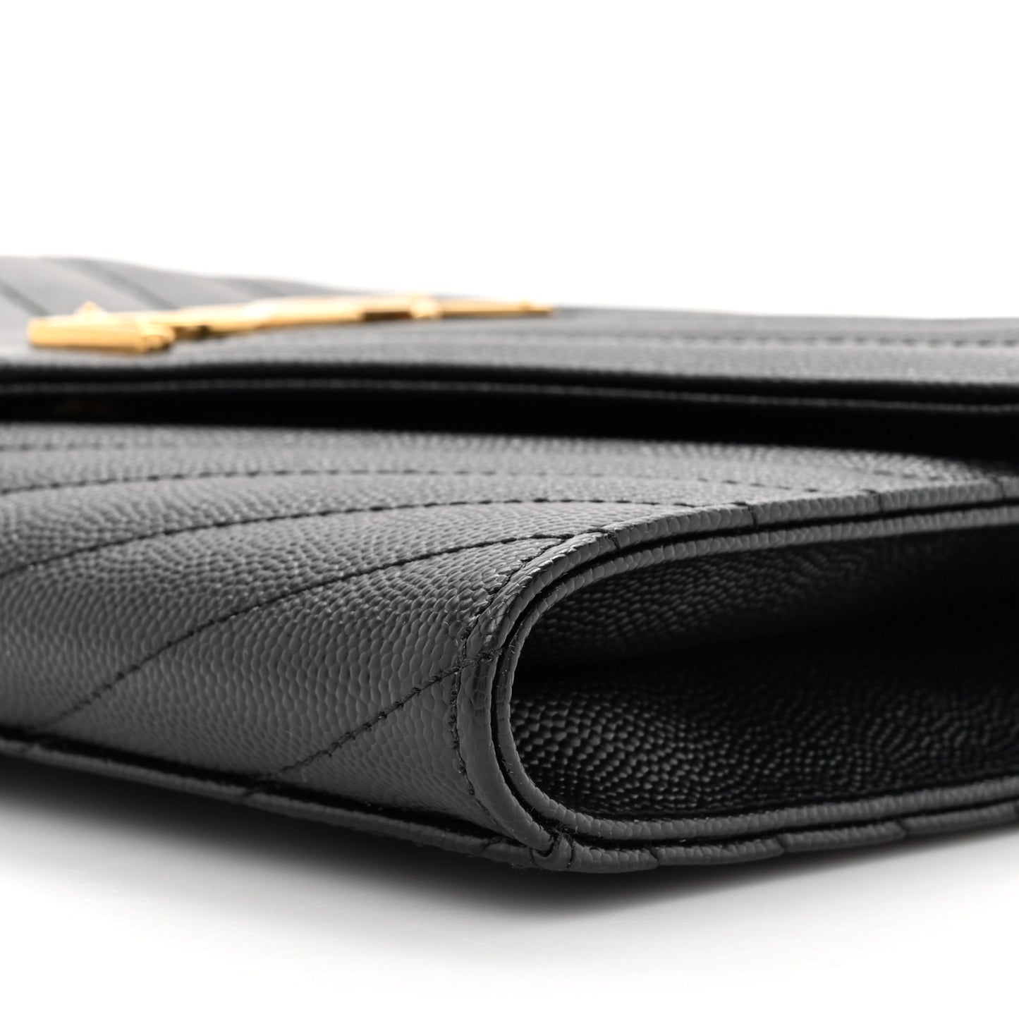 Grain De Poudre Matelasse Chevron Monogram Envelope Clutch Black
