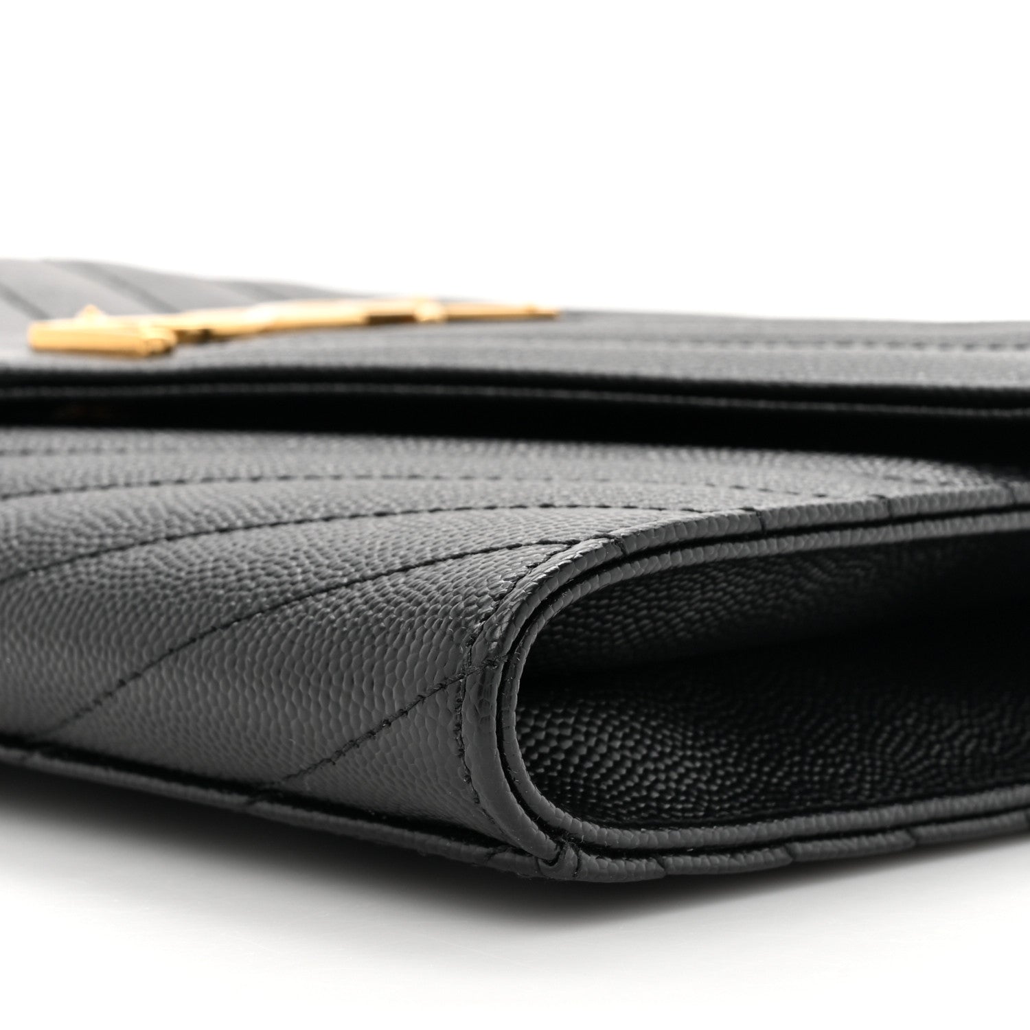 Saint Laurent Grain De Poudre Matelasse Chevron Monogram Envelope Clutch Black 9 of 10