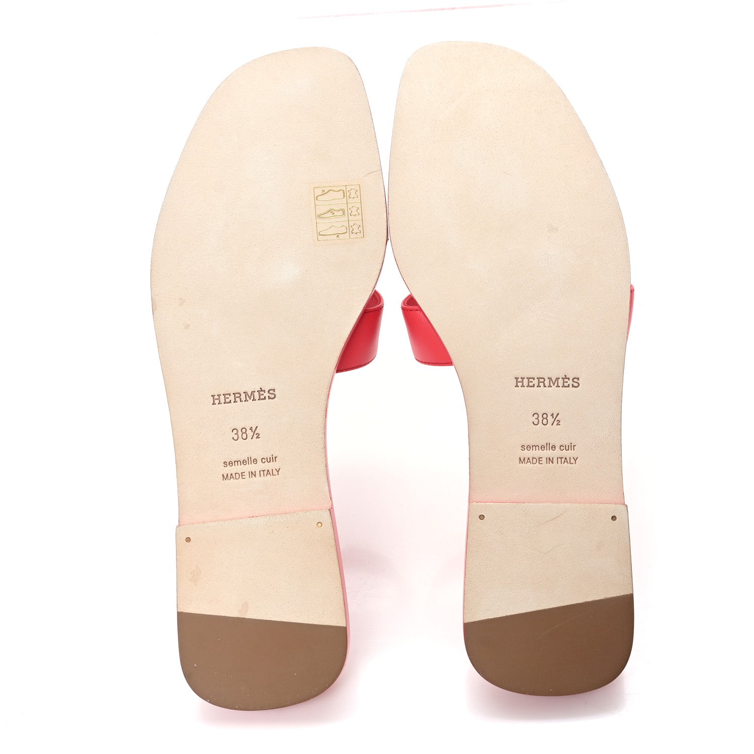 Hermes Box Calfskin Oran Sandals 38.5 Rouge Grenadine 6 of 10